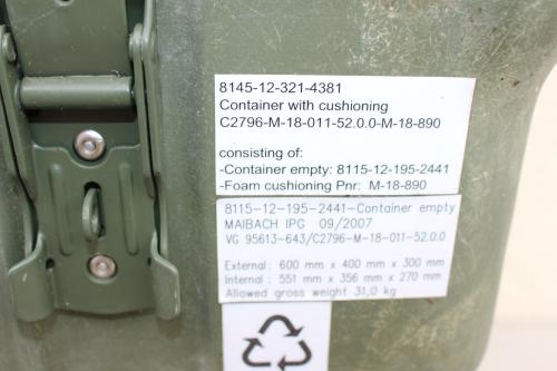 Transportkiste Kiste Bundeswehr Box Transportbox GFK Maibach 60x40x30 Gebr No7